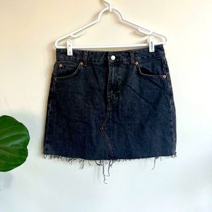 Topshop Black Jean Mini Skirt